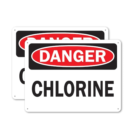 Signmission Chlorine Danger Sign, Plastic, 24in W x 18in L, 2PK OS-2PACK-DS-P-1824-L-19278